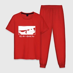 Пижама хлопковая мужская Взгляд Луффи, цвет: красный