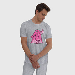 Пижама хлопковая мужская Розовый слон, цвет: меланж — фото 2