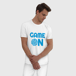 Пижама хлопковая мужская Volleyball Game On, цвет: белый — фото 2