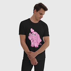 Пижама хлопковая мужская Розовый слонёнок, цвет: черный — фото 2