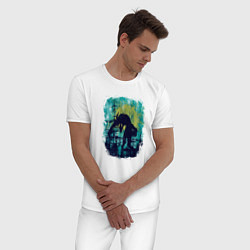 Пижама хлопковая мужская Лесные Инопланетяне, цвет: белый — фото 2