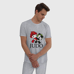 Пижама хлопковая мужская ПАНДЫ ДЗЮДОИСТЫ PANDA JUDO, цвет: меланж — фото 2