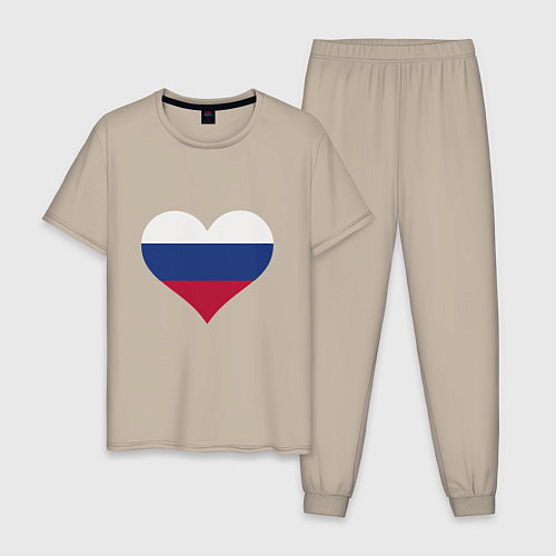 Мужская пижама Сердце - Россия / Миндальный – фото 1
