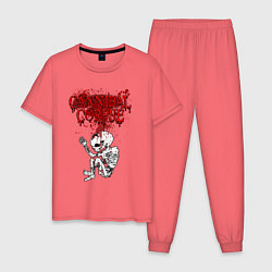 Пижама хлопковая мужская Cannibal Corpse skeleton цвета коралловый — фото 1