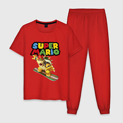 Пижама хлопковая мужская Bowser Super Mario Nintendo, цвет: красный