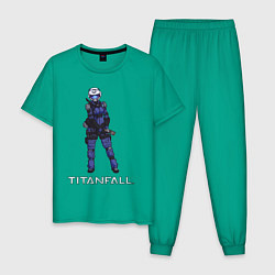 Пижама хлопковая мужская TITANFALL BLUE ART титанфолл, цвет: зеленый