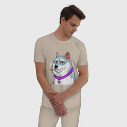 Пижама хлопковая мужская NFT DOGE, цвет: миндальный — фото 2