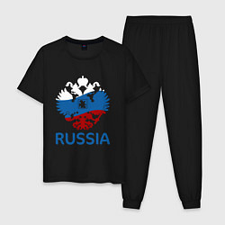 Пижама хлопковая мужская Russia, цвет: черный
