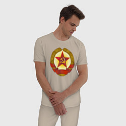 Пижама хлопковая мужская Герб СССР без надписей, цвет: миндальный — фото 2