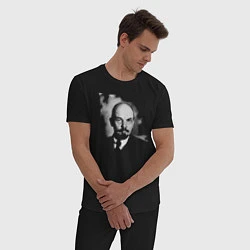 Пижама хлопковая мужская Владимир Ленин, цвет: черный — фото 2