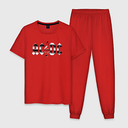 Пижама хлопковая мужская AC DC metallic fire, цвет: красный