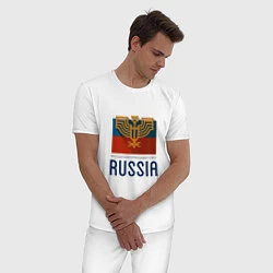 Пижама хлопковая мужская Russia - Союз, цвет: белый — фото 2
