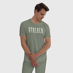Пижама хлопковая мужская S T A L K E R - Logo, цвет: авокадо — фото 2