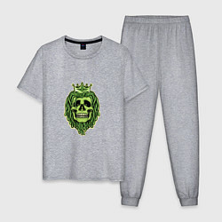 Пижама хлопковая мужская Green Skull, цвет: меланж