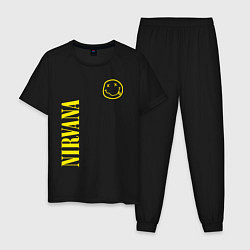 Пижама хлопковая мужская Nirvana нирвана смайл, цвет: черный