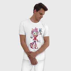 Пижама хлопковая мужская Sonic Amy Rose Video game, цвет: белый — фото 2