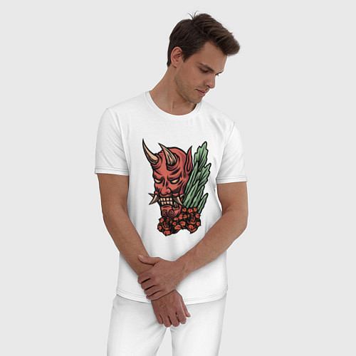 Мужская пижама Красный дьявол / Белый – фото 3