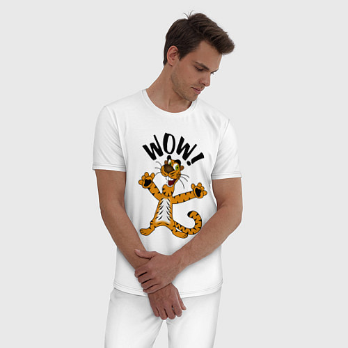 Мужская пижама Офигевший тигр Wow! / Белый – фото 3