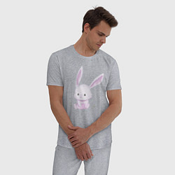 Пижама хлопковая мужская Милый Крольчонок, цвет: меланж — фото 2