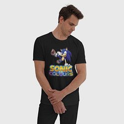 Пижама хлопковая мужская Sonic Colours Hedgehog Video game, цвет: черный — фото 2