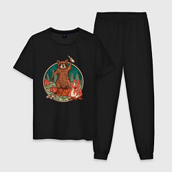 Мужская пижама Винтажный енот на отдыхе Camping Raccoon