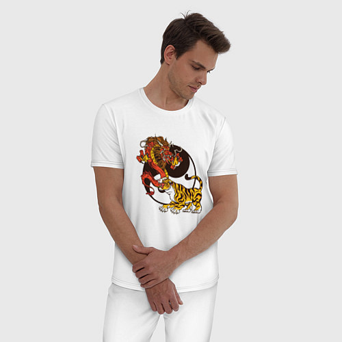 Мужская пижама Тигр и Дракон Инь и Ян / Белый – фото 3