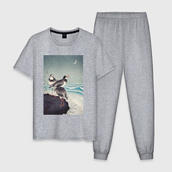 Пижама хлопковая мужская Snipes at the Shore, цвет: меланж