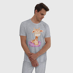 Пижама хлопковая мужская Милый Жирафик С Плавательным Кругом, цвет: меланж — фото 2