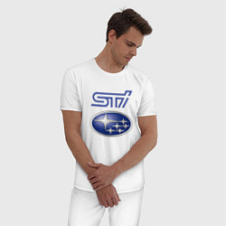 Пижама хлопковая мужская SUBARU STI FS, цвет: белый — фото 2