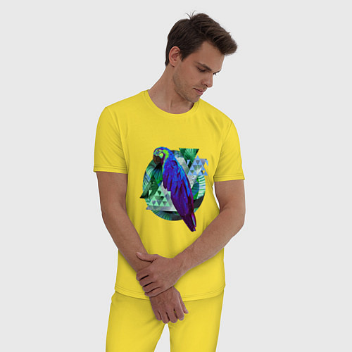 Мужская пижама Блестящий попугай Тропический коллаж / Желтый – фото 3