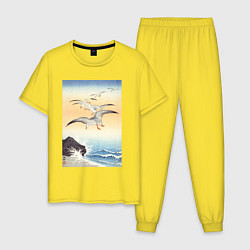 Пижама хлопковая мужская Five Seagulls Above Turbulent Sea, цвет: желтый