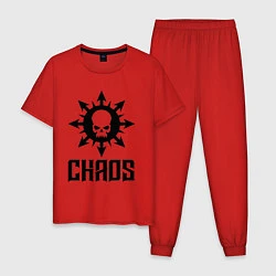 Пижама хлопковая мужская Эмблема Хаоса с черепом, цвет: красный
