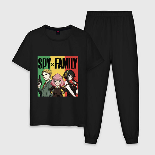 Мужская пижама Семья шпиона на цветном фоне Spy x Family / Черный – фото 1