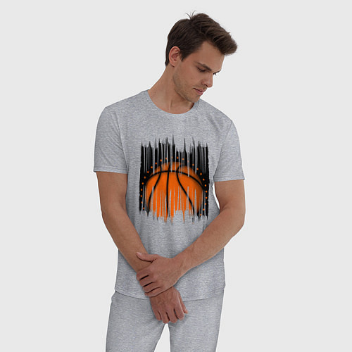 Мужская пижама Баскетбольный мяч в разрыве / Меланж – фото 3