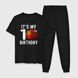 Пижама хлопковая мужская Это мой 10 день рождения баскетбол, цвет: черный