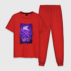 Пижама хлопковая мужская Вдох и выдох, цвет: красный