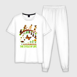 Пижама хлопковая мужская Цикл жизни эволюция, цвет: белый