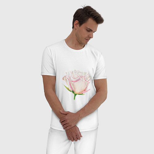 Мужская пижама Акварельная роза / Белый – фото 3