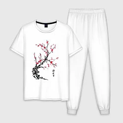Мужская пижама Сакура с иероглифами
