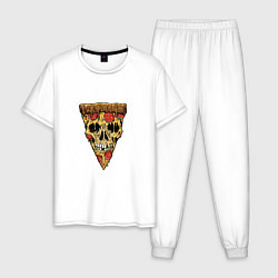 Пижама хлопковая мужская Pizza - Skull, цвет: белый