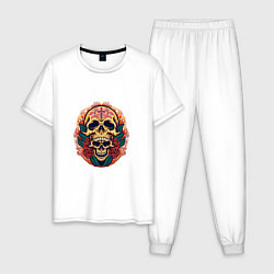 Пижама хлопковая мужская Cross - Skull, цвет: белый