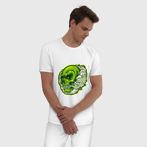 Мужская пижама Зелёный черепок / Белый – фото 3