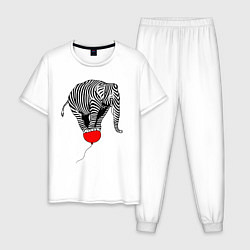Мужская пижама Слон зебра на воздушном шаре
