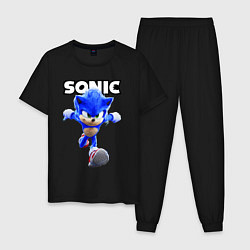 Пижама хлопковая мужская Sonic the Hedgehog 2022, цвет: черный