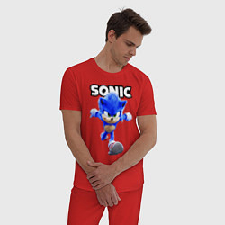 Пижама хлопковая мужская Sonic the Hedgehog 2022, цвет: красный — фото 2