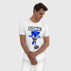 Пижама хлопковая мужская Sonic the Hedgehog 2022, цвет: белый — фото 2