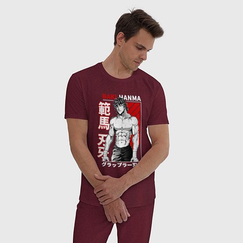 Мужская пижама БОЕЦ БАКИ , BAKI THE GRAPPLER / Меланж-бордовый – фото 3