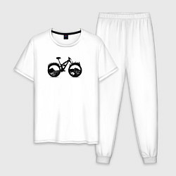 Пижама хлопковая мужская Эндуро велосипед, цвет: белый