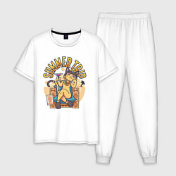 Пижама хлопковая мужская Анкха - Summer Trip, цвет: белый