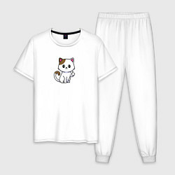 Пижама хлопковая мужская Rude cat, цвет: белый